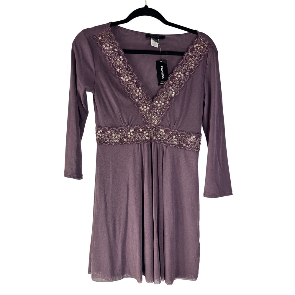 Sheer Purple Sequence Express Top Size Medium